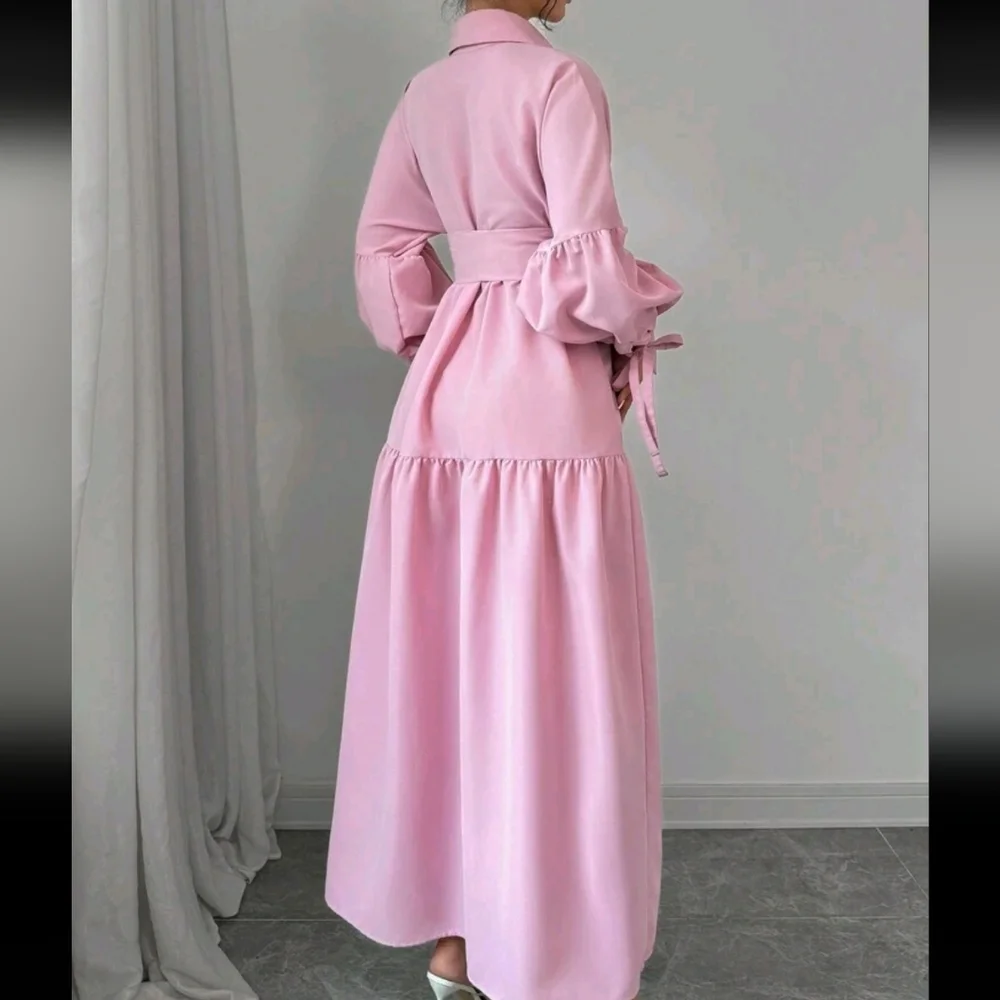 Women's Elegant Casual Fashion Lady Bubble Sleeves Lapel Bow Tie - Picture 2 of 4